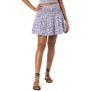 The Drop Women's Smocked Waist Floral Print‎ Mini Skirt Purple Paisley Medium